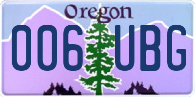 OR license plate 006UBG