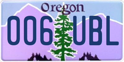 OR license plate 006UBL