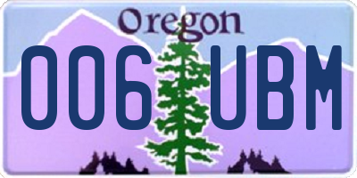 OR license plate 006UBM