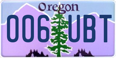 OR license plate 006UBT
