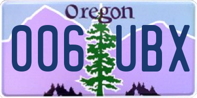 OR license plate 006UBX