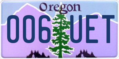 OR license plate 006UET