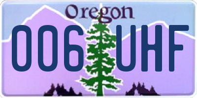 OR license plate 006UHF