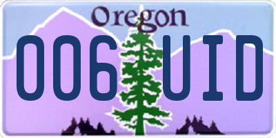 OR license plate 006UID