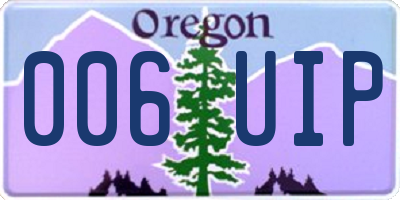 OR license plate 006UIP