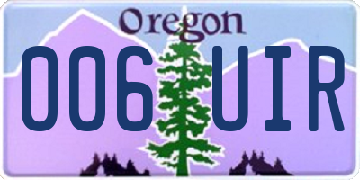 OR license plate 006UIR