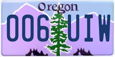 OR license plate 006UIW