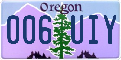 OR license plate 006UIY
