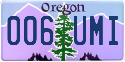 OR license plate 006UMI