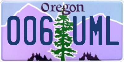 OR license plate 006UML