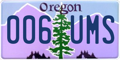 OR license plate 006UMS