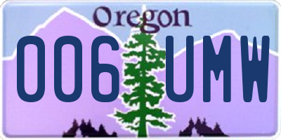 OR license plate 006UMW