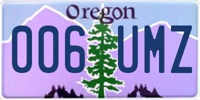 OR license plate 006UMZ