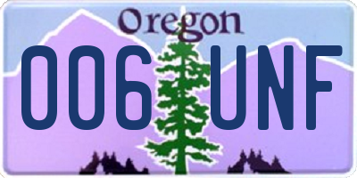 OR license plate 006UNF