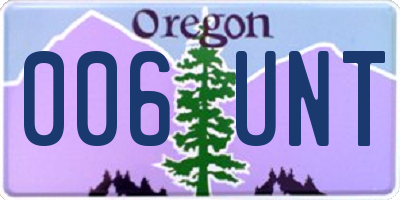 OR license plate 006UNT