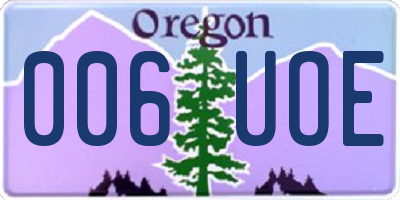 OR license plate 006UOE