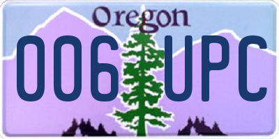 OR license plate 006UPC