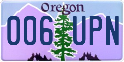 OR license plate 006UPN