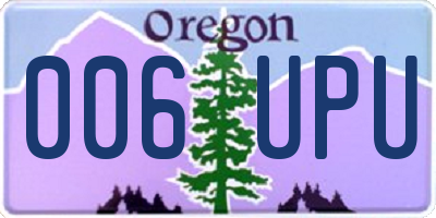 OR license plate 006UPU