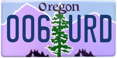 OR license plate 006URD