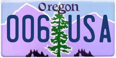 OR license plate 006USA