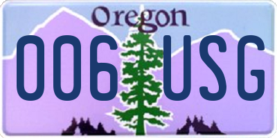 OR license plate 006USG