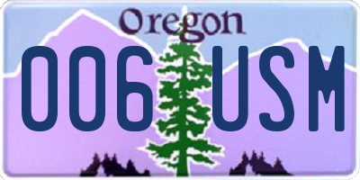 OR license plate 006USM