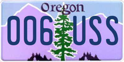 OR license plate 006USS