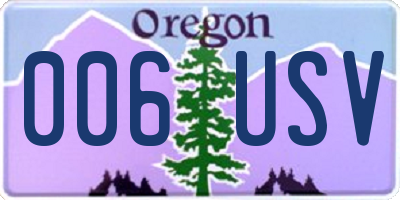 OR license plate 006USV