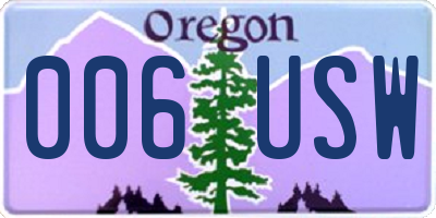 OR license plate 006USW