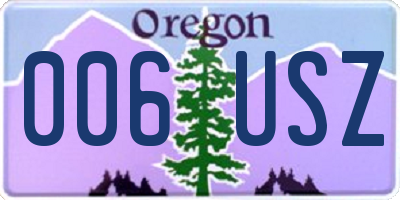 OR license plate 006USZ