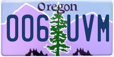 OR license plate 006UVM
