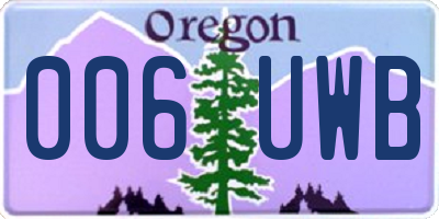 OR license plate 006UWB