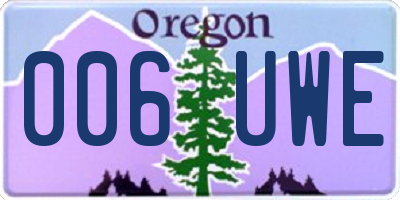 OR license plate 006UWE