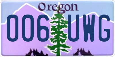OR license plate 006UWG