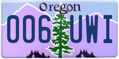 OR license plate 006UWI