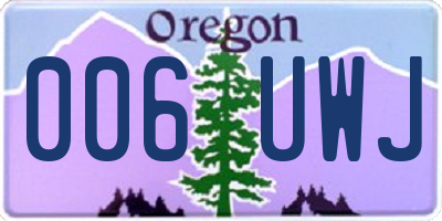 OR license plate 006UWJ