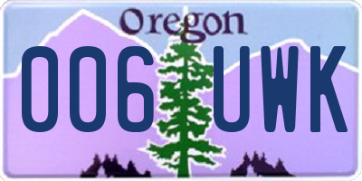 OR license plate 006UWK