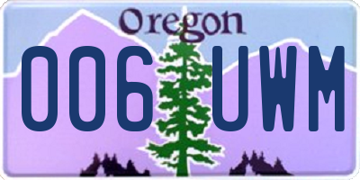 OR license plate 006UWM