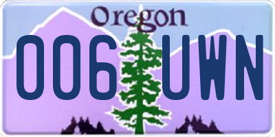 OR license plate 006UWN