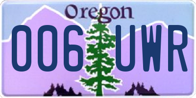 OR license plate 006UWR