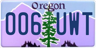OR license plate 006UWT