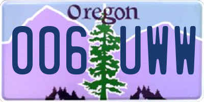 OR license plate 006UWW