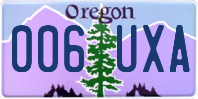 OR license plate 006UXA