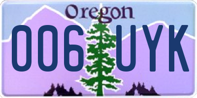 OR license plate 006UYK