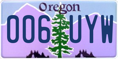 OR license plate 006UYW