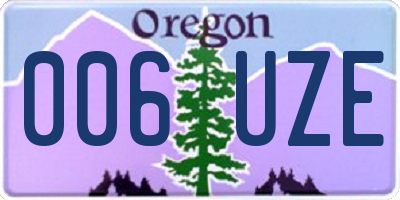 OR license plate 006UZE