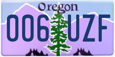OR license plate 006UZF