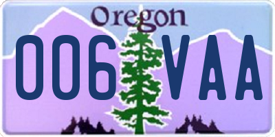 OR license plate 006VAA