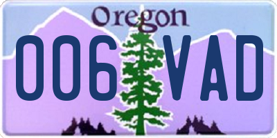 OR license plate 006VAD
